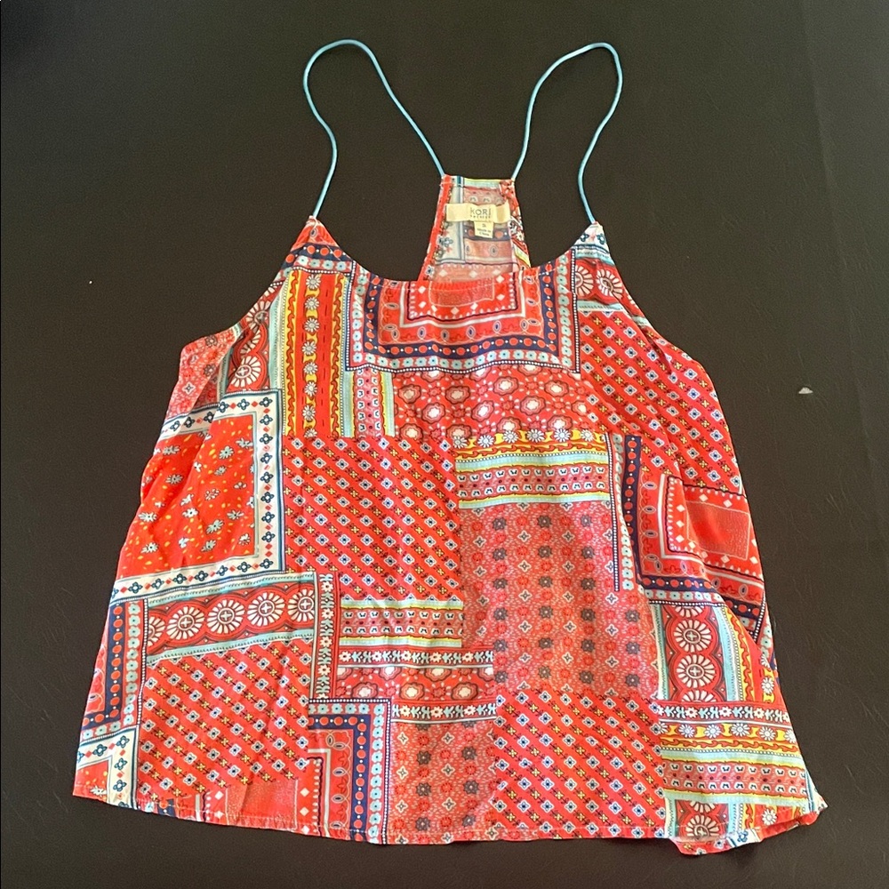 Kori Red and Blue Patterned Camisole